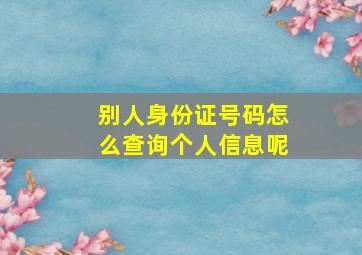 别人身份证号码怎么查询个人信息呢