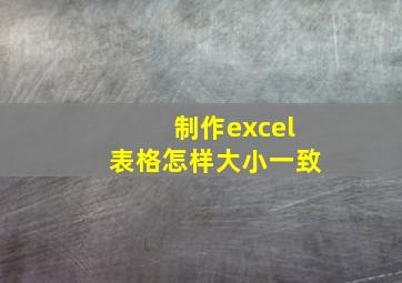 制作excel表格怎样大小一致