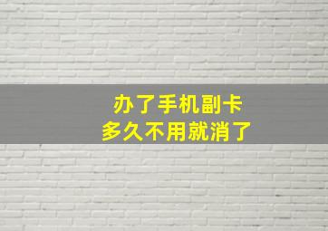 办了手机副卡多久不用就消了