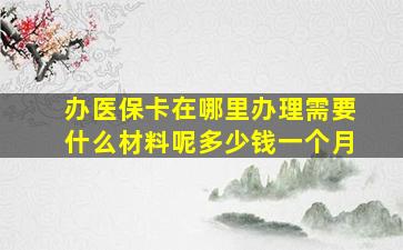 办医保卡在哪里办理需要什么材料呢多少钱一个月