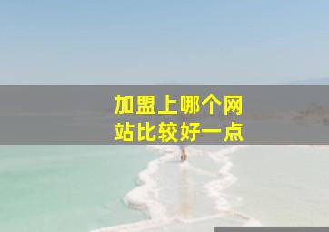 加盟上哪个网站比较好一点