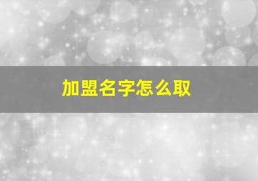 加盟名字怎么取