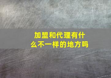 加盟和代理有什么不一样的地方吗