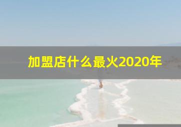 加盟店什么最火2020年