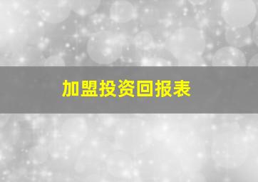 加盟投资回报表