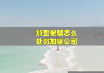 加盟被骗怎么处罚加盟公司