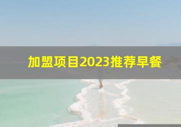 加盟项目2023推荐早餐