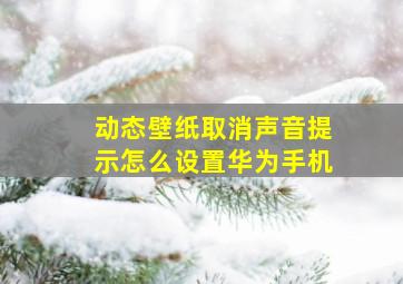 动态壁纸取消声音提示怎么设置华为手机