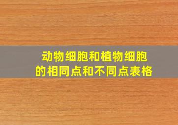 动物细胞和植物细胞的相同点和不同点表格