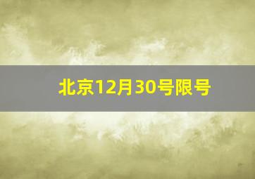 北京12月30号限号