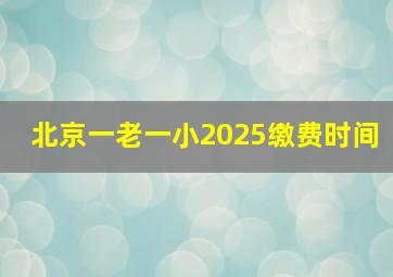 北京一老一小2025缴费时间