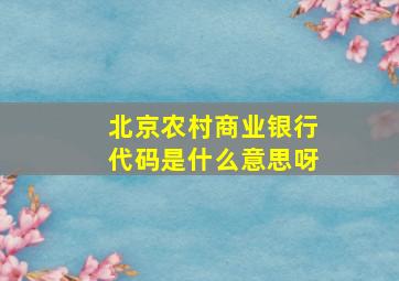 北京农村商业银行代码是什么意思呀