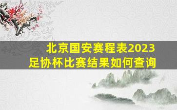 北京国安赛程表2023足协杯比赛结果如何查询