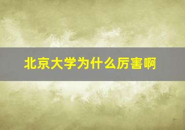 北京大学为什么厉害啊