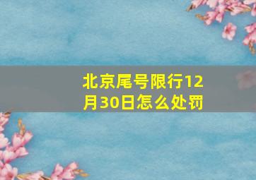 北京尾号限行12月30日怎么处罚