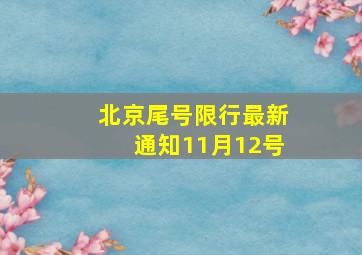 北京尾号限行最新通知11月12号