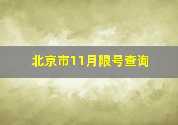 北京市11月限号查询