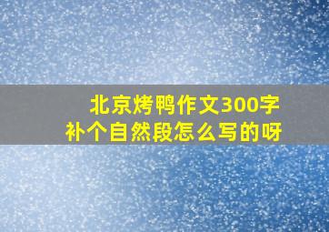 北京烤鸭作文300字补个自然段怎么写的呀