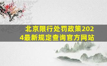 北京限行处罚政策2024最新规定查询官方网站