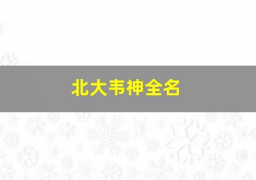 北大韦神全名