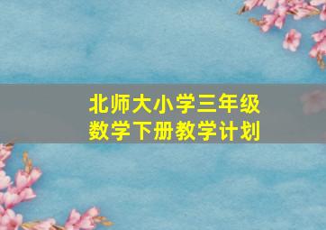 北师大小学三年级数学下册教学计划