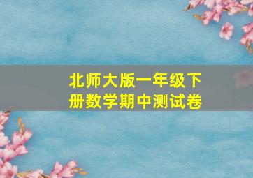 北师大版一年级下册数学期中测试卷