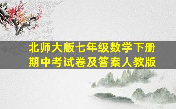 北师大版七年级数学下册期中考试卷及答案人教版