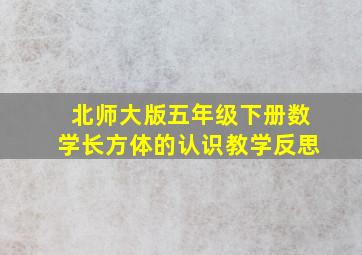 北师大版五年级下册数学长方体的认识教学反思