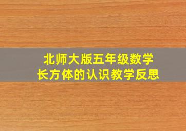 北师大版五年级数学长方体的认识教学反思