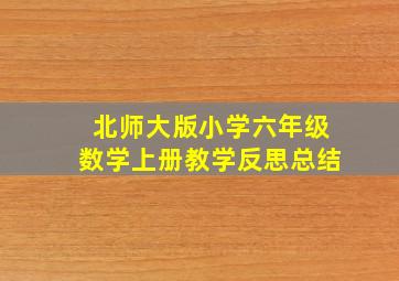 北师大版小学六年级数学上册教学反思总结