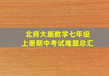 北师大版数学七年级上册期中考试难题总汇