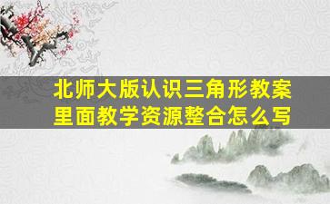 北师大版认识三角形教案里面教学资源整合怎么写