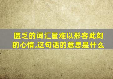 匮乏的词汇量难以形容此刻的心情,这句话的意思是什么