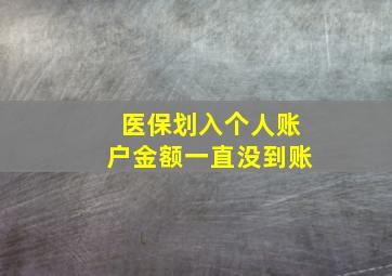 医保划入个人账户金额一直没到账