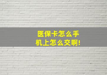 医保卡怎么手机上怎么交啊!