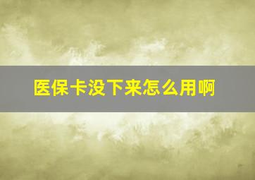 医保卡没下来怎么用啊