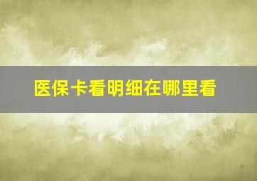 医保卡看明细在哪里看