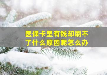 医保卡里有钱却刷不了什么原因呢怎么办