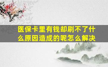 医保卡里有钱却刷不了什么原因造成的呢怎么解决