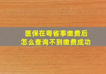 医保在粤省事缴费后怎么查询不到缴费成功