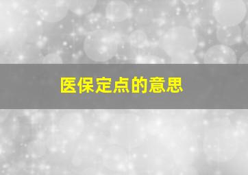 医保定点的意思