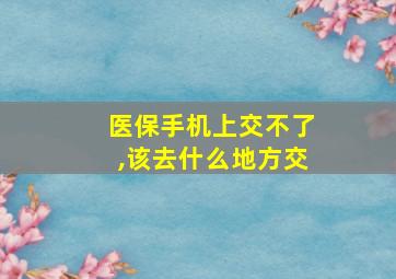 医保手机上交不了,该去什么地方交