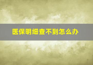 医保明细查不到怎么办