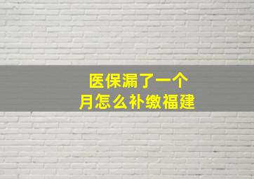 医保漏了一个月怎么补缴福建