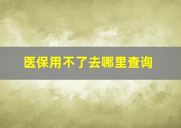 医保用不了去哪里查询