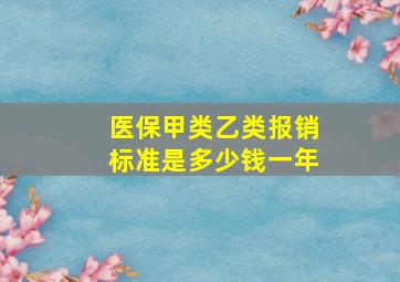 医保甲类乙类报销标准是多少钱一年