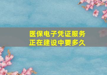 医保电子凭证服务正在建设中要多久