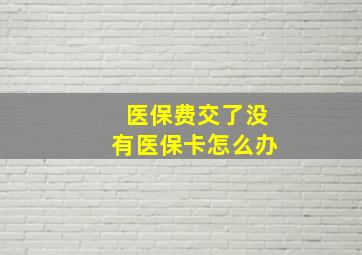 医保费交了没有医保卡怎么办