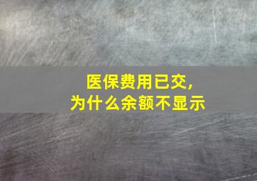 医保费用已交,为什么余额不显示