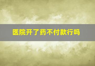 医院开了药不付款行吗